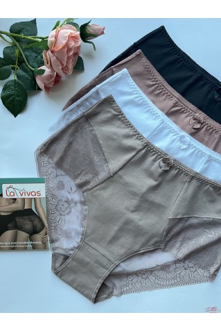 Високі трусики сліпи бавовна з мікросіточкою La Vivas 10181